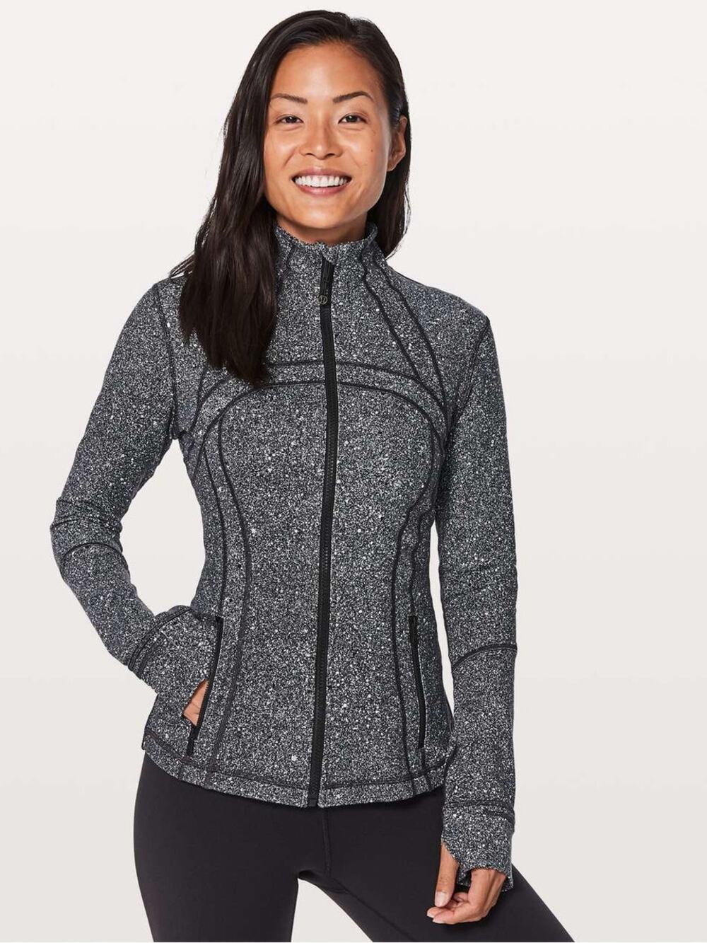 Lululemon Define Jacket Luon Full-Zip Fitted Luminesce Splatter White Black Sz 2